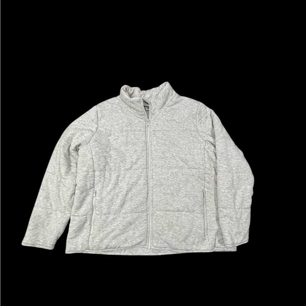 Three‎ Dots Women’s Quilted Fleece Knit Jacket Heather Gray XXL Pocketed